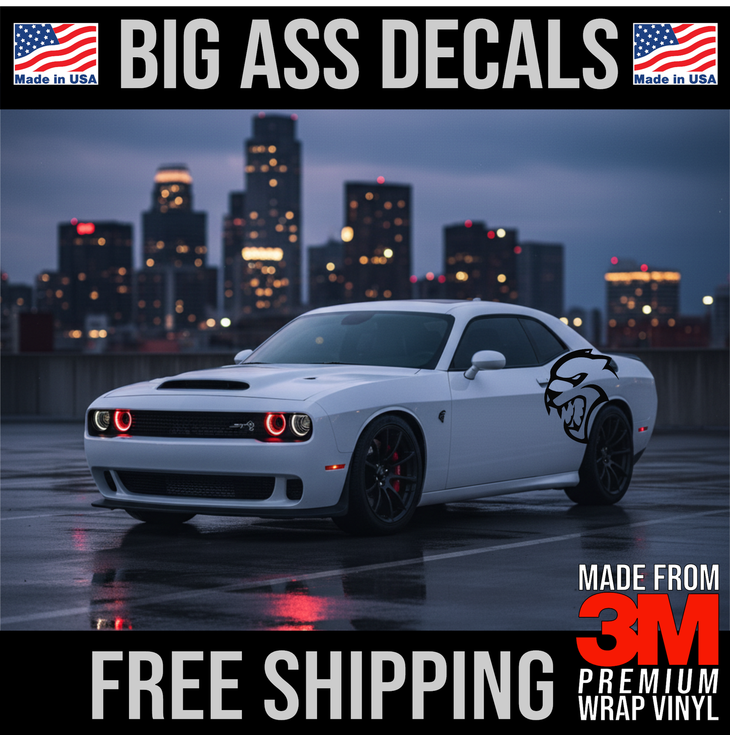 Hellcat Decal Pair - Dodge SRT Charger Challenger Durango Cherokee Ram- Premium Oversized Vinyl Wall Art Decal