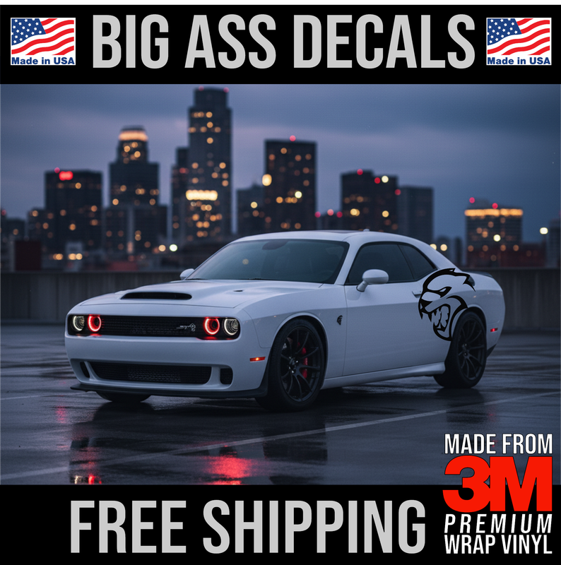 Hellcat Decal Pair - Dodge SRT Charger Challenger Durango Cherokee Ram- Premium Oversized Vinyl Wall Art Decal