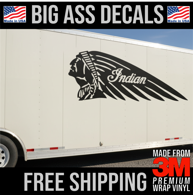 Indian Motorcycle Vinyl Decal for Trailer, Wall, Office, Glass