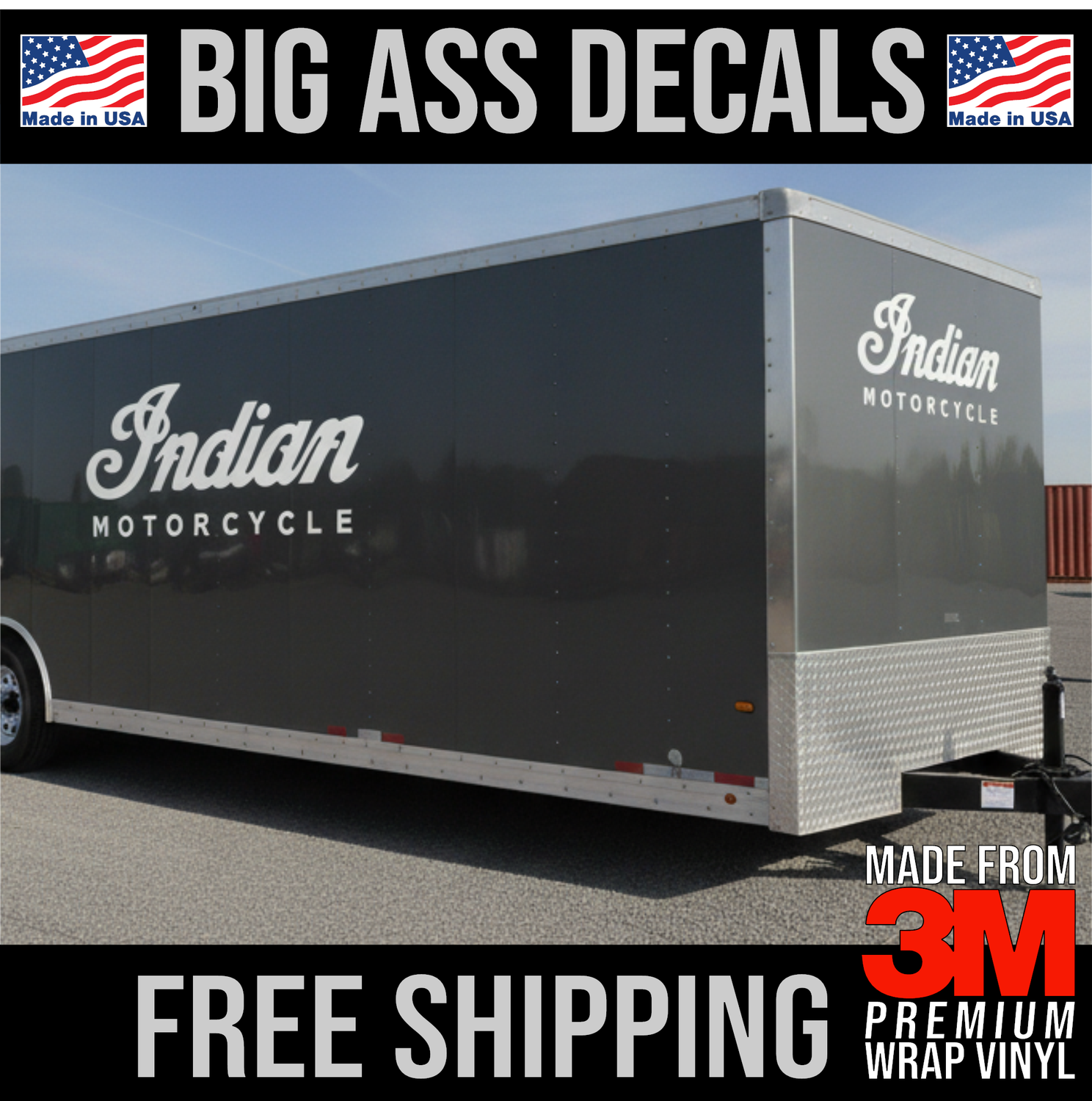 Indian Motorcycle Text Logo - Premium Oversized Vinyl Decal