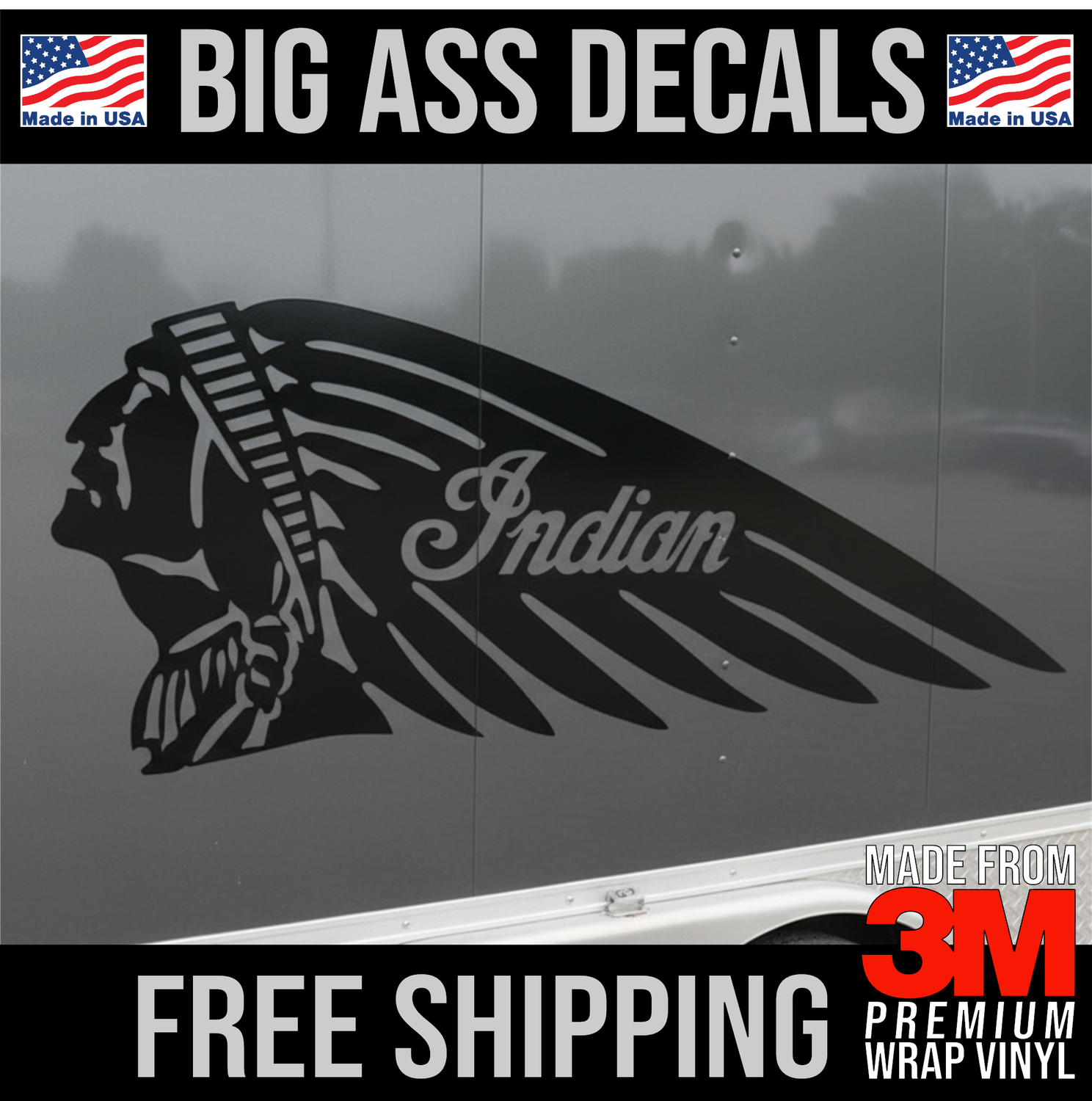 Indian Motorcycle Chief Head Logo - Driver Side - Premium Oversized Vinyl Decal