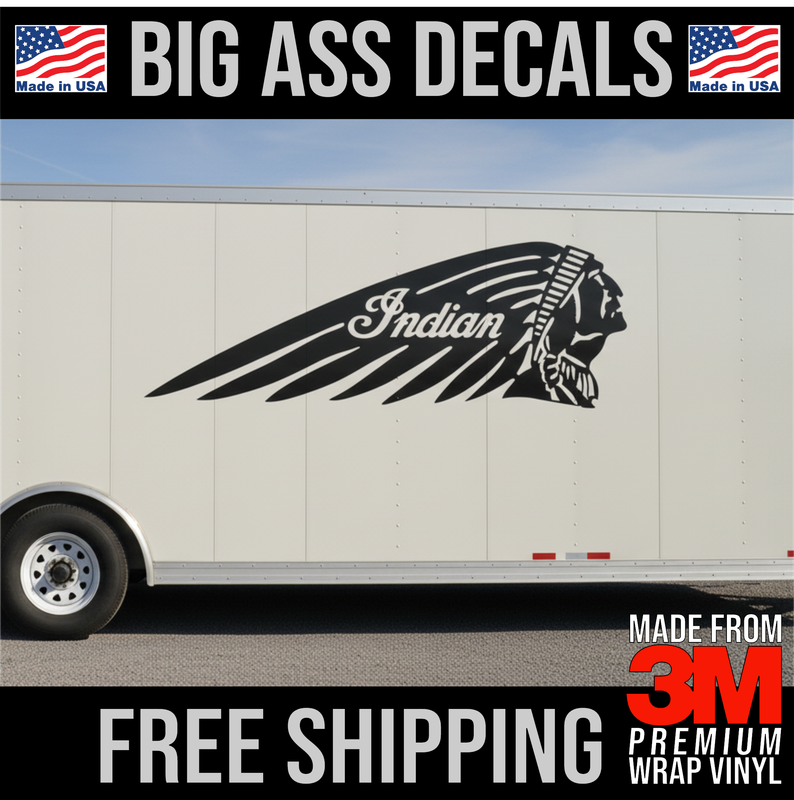 Indian Motorcycle Vinyl Decal for Trailer, Wall, Office, Glass