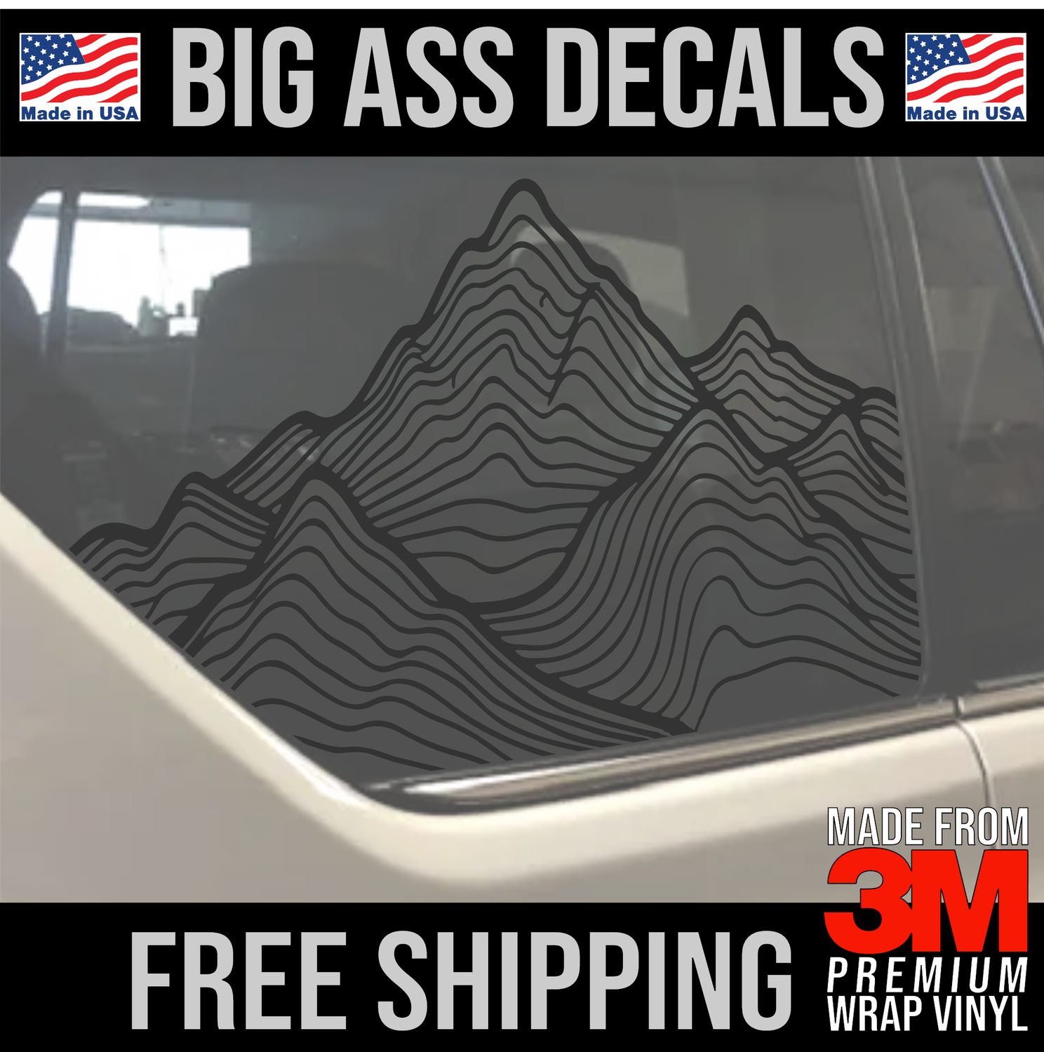 Topo Mountain Range - Vehicle Glass Vinyl Decal Pair - Premium Vinyl Decal