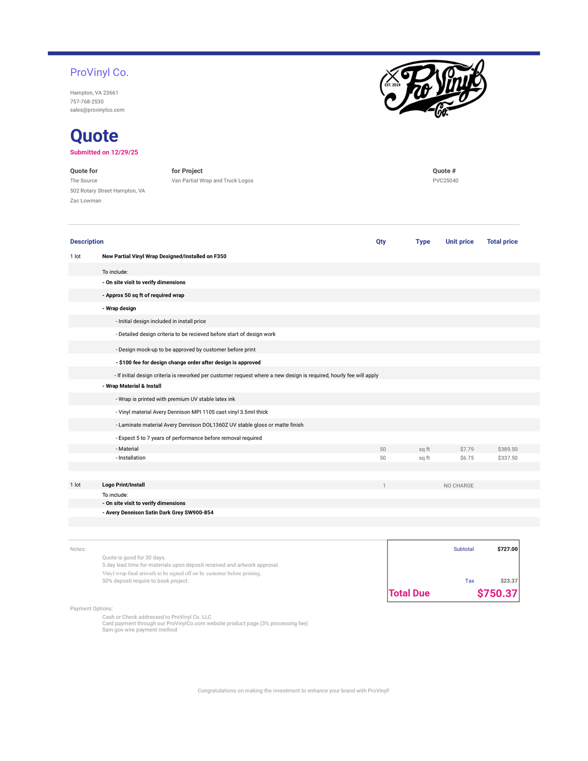 The Source F350 Partial Wrap Project