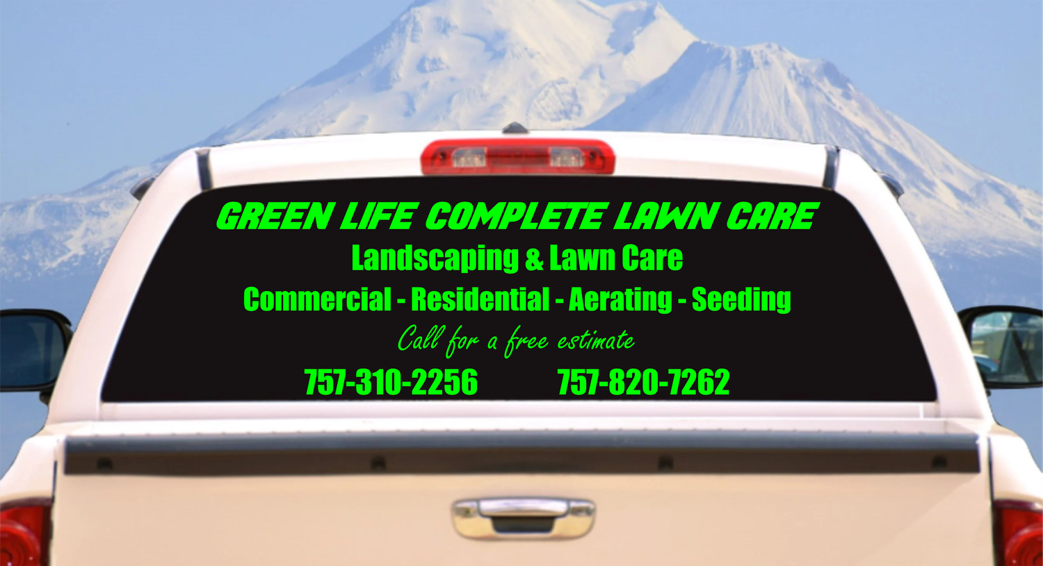 Green Life Truck Glass Lettering Package