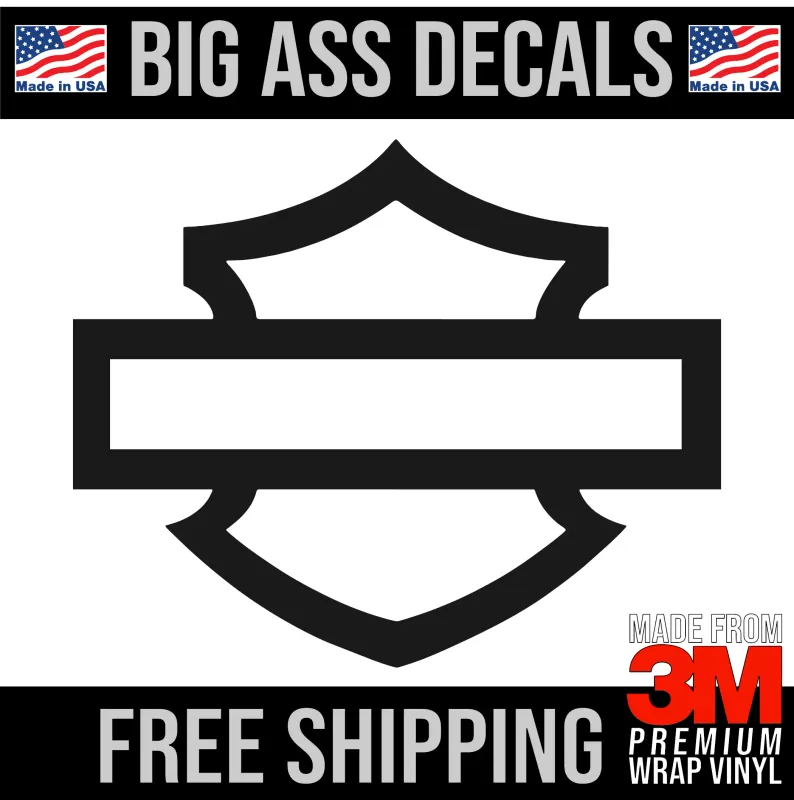 Harley-Davidson Open Bar and Shield Outline Logo Oversized Vinyl Decal for White Trailer or Shop Wall