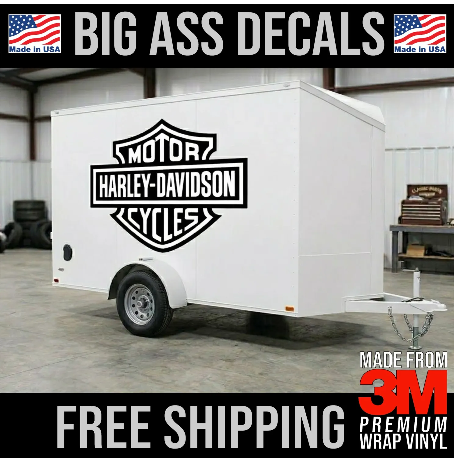 Classic Harley-Davidson Bar and Shield Solid Logo Oversized Vinyl Decal for Garage or Trailer