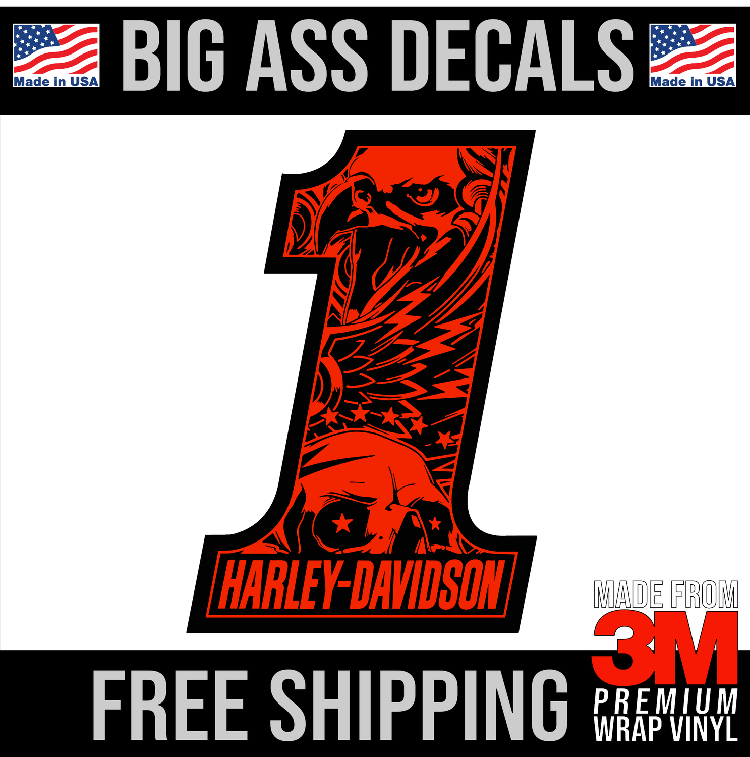 Harley Davidson Eagle 1 Logo - 2 Color Premium Oversized Vinyl Decal