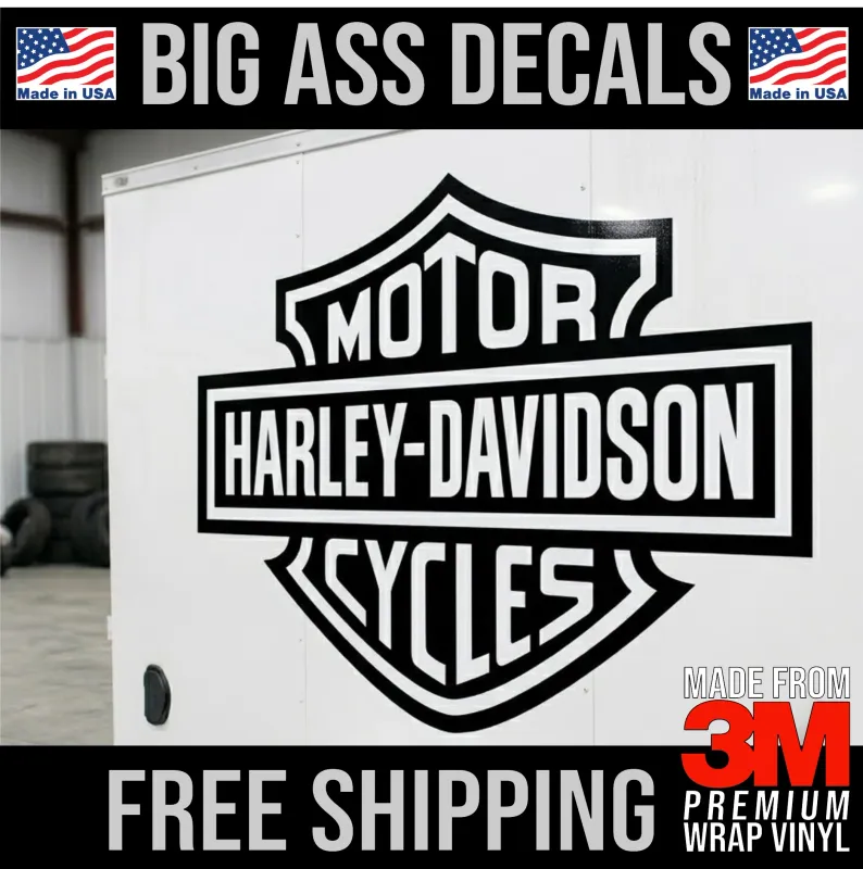 Premium 3M solid vinyl Harley-Davidson bar and shield decal with UV-resistant finish