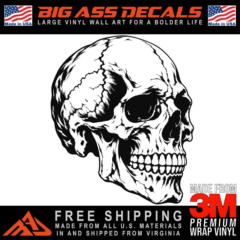 Human Skull Wall Tattoo Vinyl Garage Wall Art 