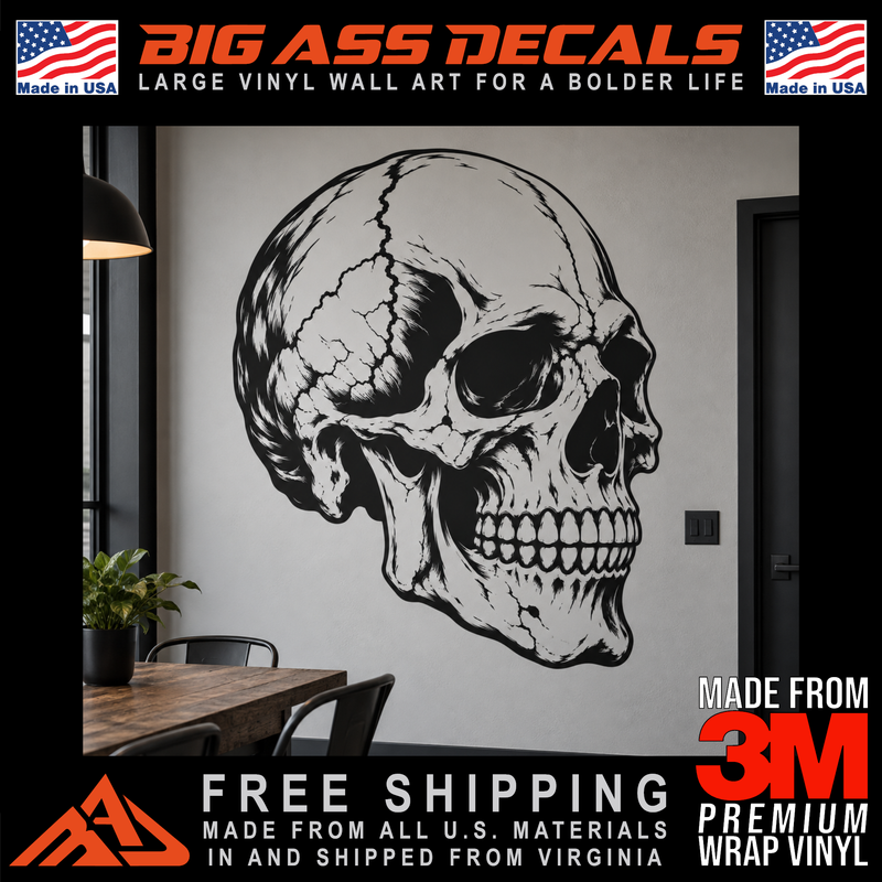 Human Skull Wall Tattoo Vinyl Garage Wall Art 