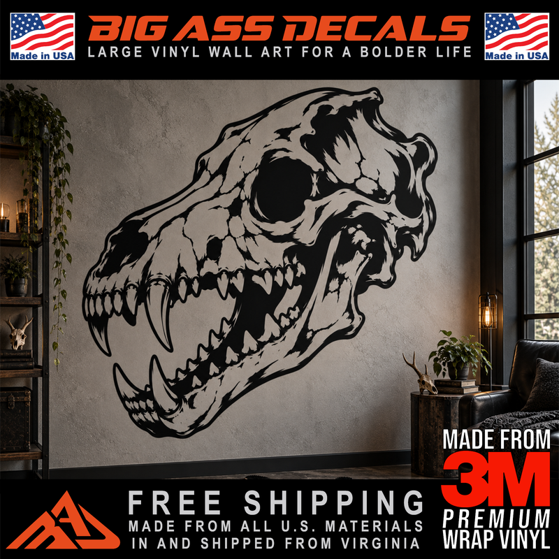 Wolf Skull Wall Tattoo Vinyl Garage Wall Art