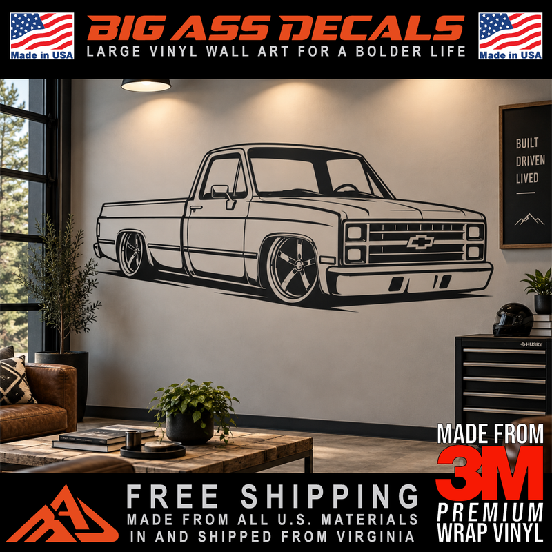 Chevy Squarebody C-10 Wall Tattoo Vinyl Garage Wall Art
