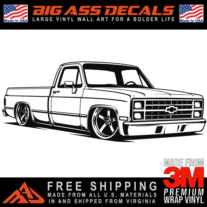 Chevy Squarebody C-10 Wall Tattoo Vinyl Garage Wall Art