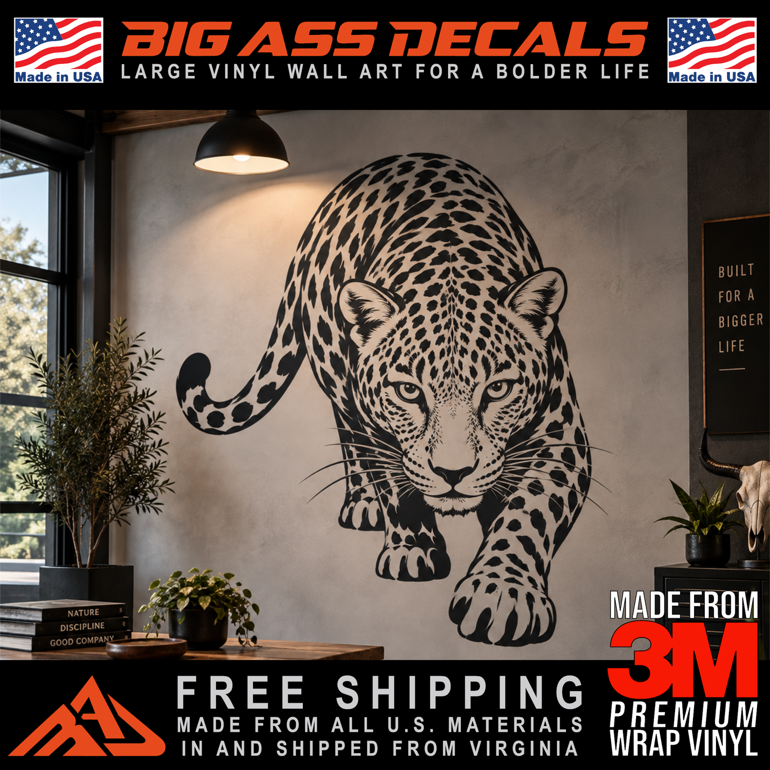 Stalking Cheetah Wall Tattoo Vinyl Garage Wall Art