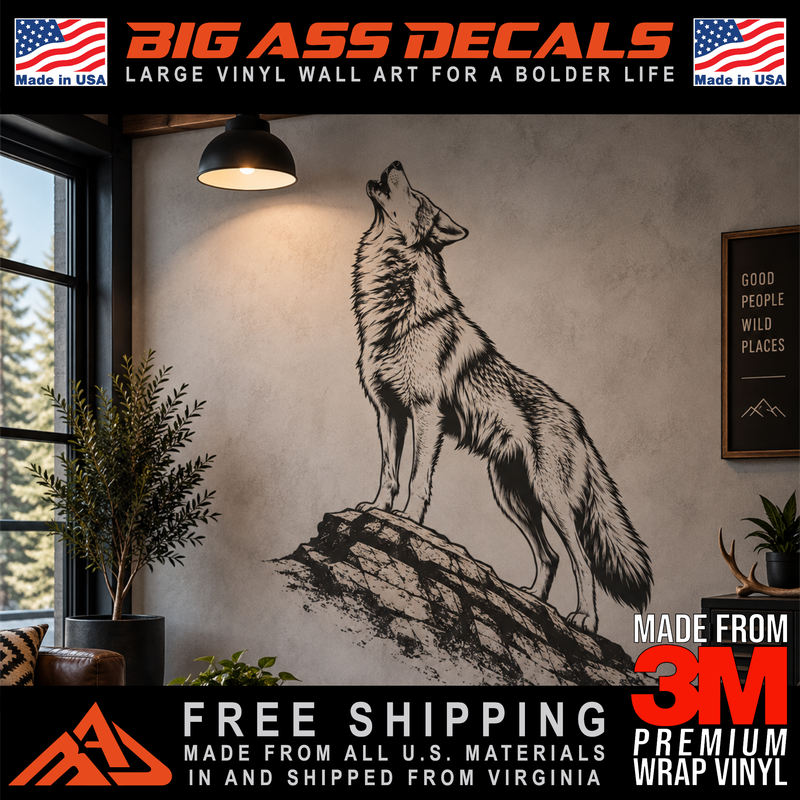 Howling Wolf Wall Tattoo Vinyl Garage Wall Art