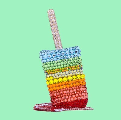 Melting Popsicle Art - Double Rainbow Blingtastic