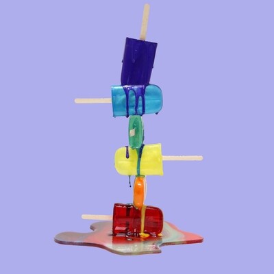 Melting Popsicle Art - CUSTOM ORDER Rainbow Drizzle - Original Melting Pops