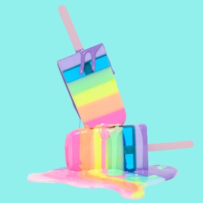Melting Popsicle Art - Pastel Rainbow Stack