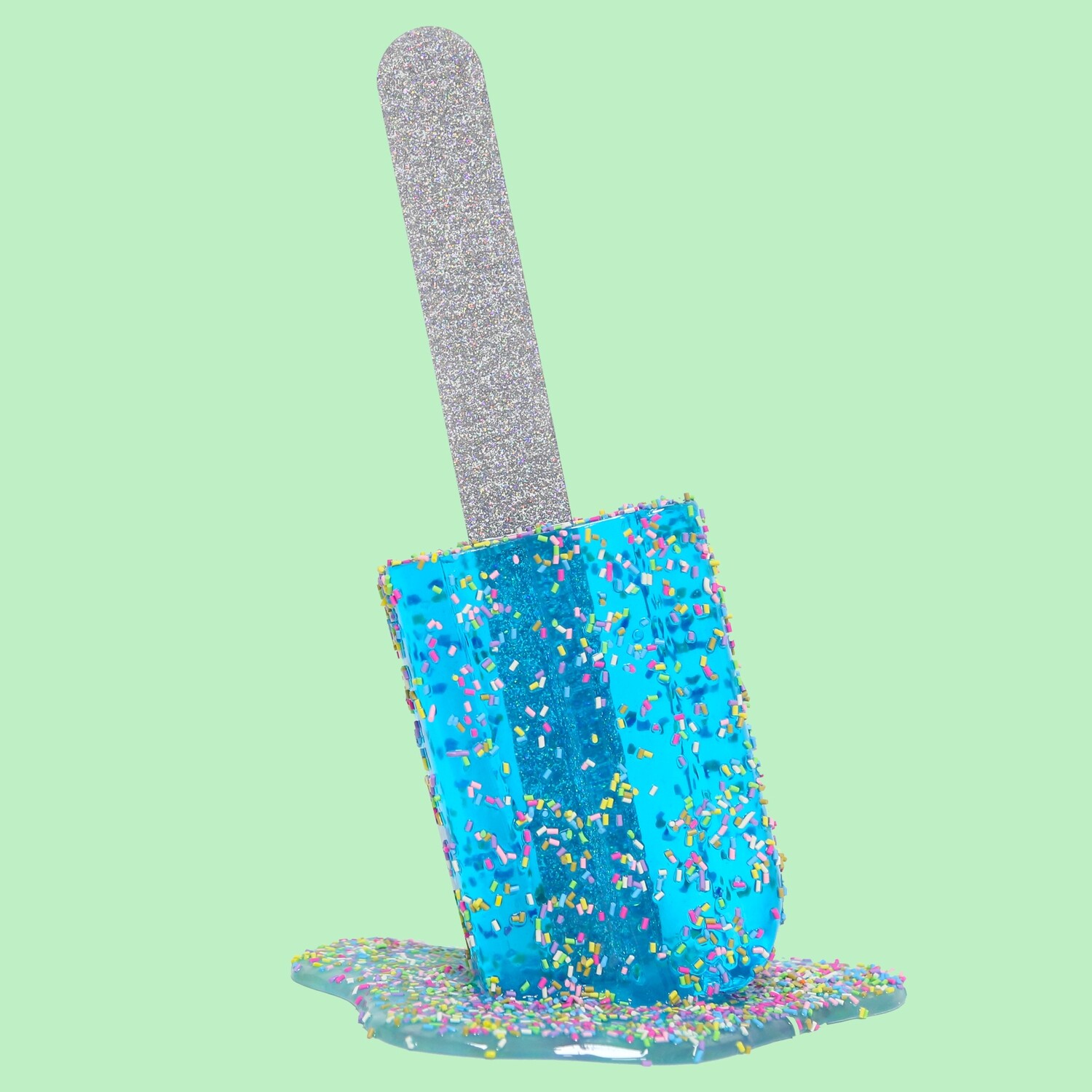 13" Aqua Sprinkle Pop - Original Melting Pops Resin Art