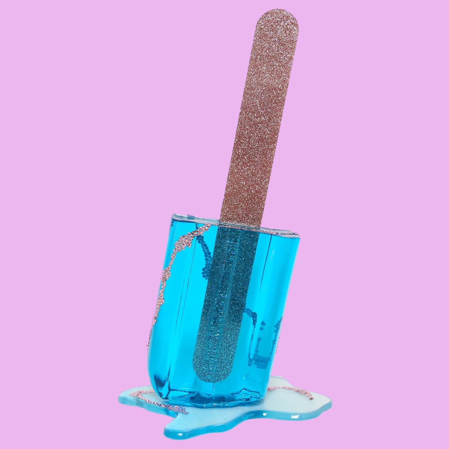 Melting Popsicle Art - Biggest Aqua Crystal Pop - Original Melting Pops
