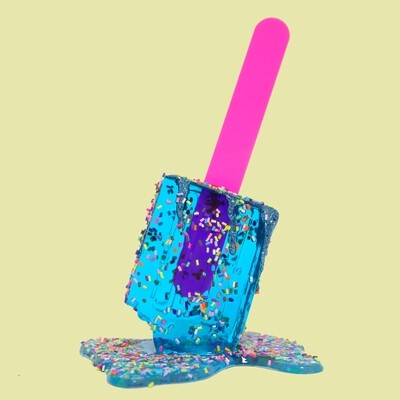 Melting Popsicle Art - Bigger Aqua Sprinkle Pop - Original Melting Pops