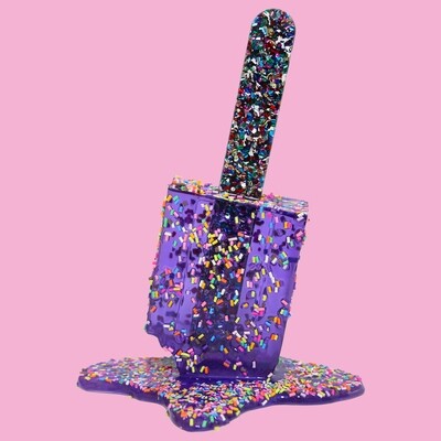 Melting Popsicle Art - Bigger Purple Sprinkle Pop - Original Melting Pops