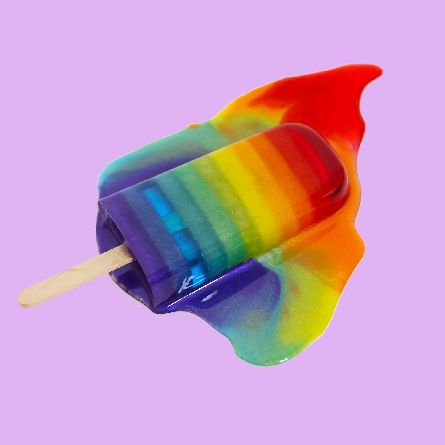 Melting Popsicle Art - Double Rainbow Splat - Original Melting Pops