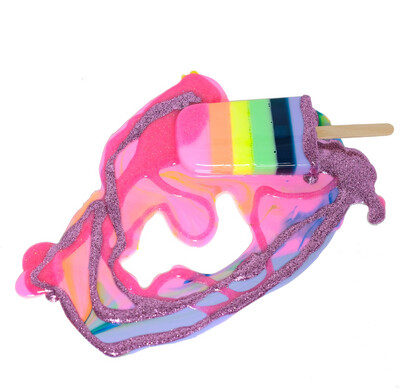 Melting Popsicle Art - Pastel Rainbow Splat - Original Melting Pops