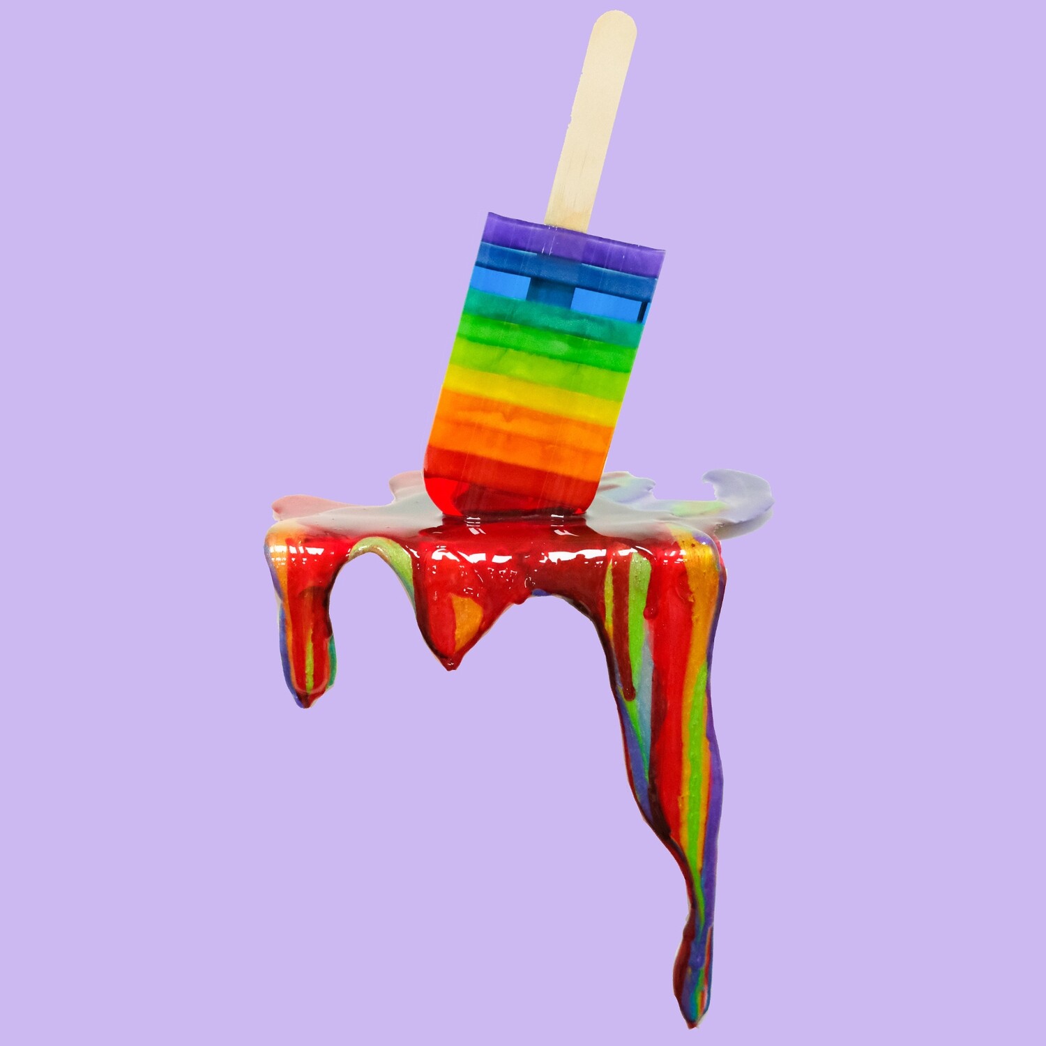 Melting Popsicle Art - Big Double Rainbow Shelfie - Original Melting Pops