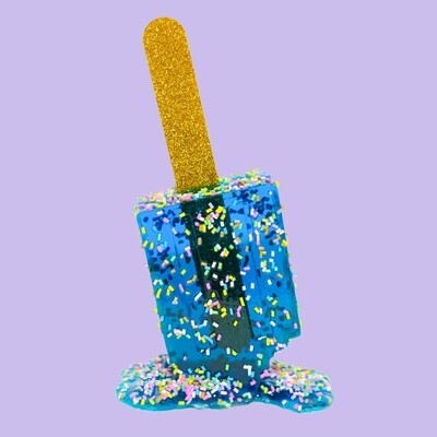 Melting Popsicle Art - Bigger Ocean Blue Sprinkle Pop - Original Melting Pops