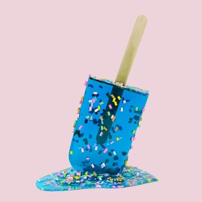 Melting Popsicle Art - Aqua Sprinkle Pop - Original Melting Pops