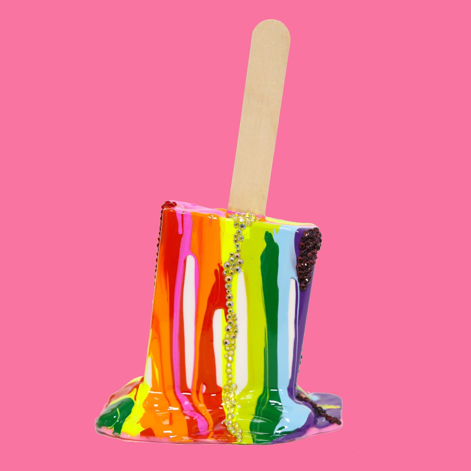 Melting Popsicle Art - Rainbow Lightening - Original Melting Pops