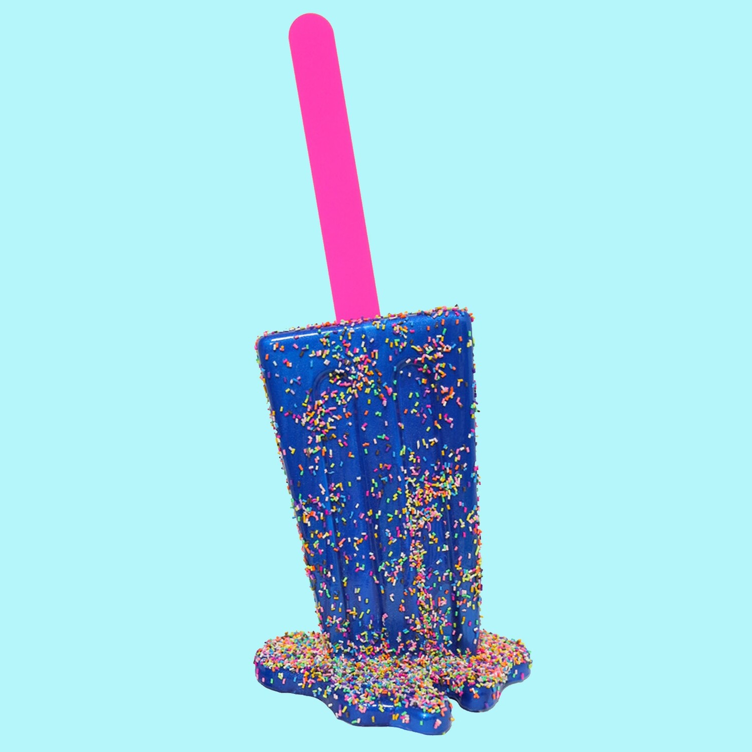 20" True Blue Sprinkle Pop - Original Melting Pops - Melting Popsicle Resin Art