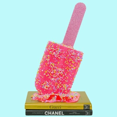 Melting Popsicle Art - Biggest Neon Pink Sprinkle Pop - Original Melting Pops