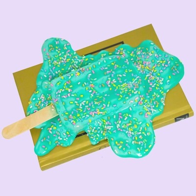 Melting Popsicle Art - Big Mint Sprinkle Splat - Original Melting Pops