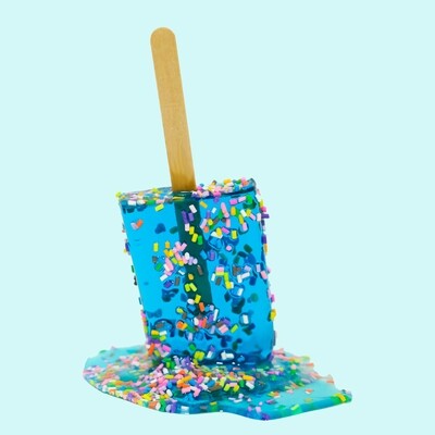 Melting Popsicle Art - Aqua Sprinkle Pop - Original Melting Pops