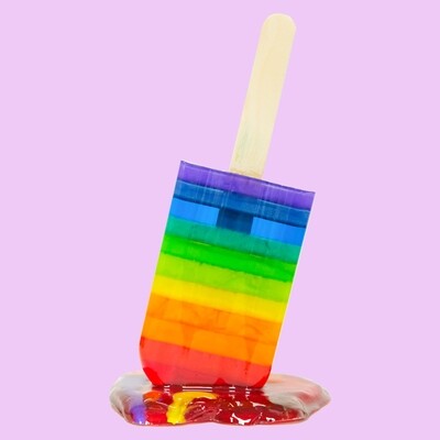 Melting Popsicle Art - Big Double Rainbow Pop - Original Melting Pops
