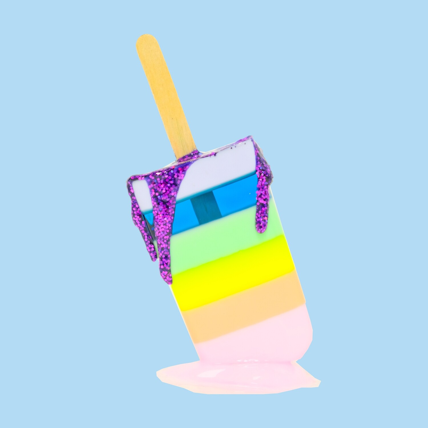 Pastel Rainbow Pop 1 - Original Melting Pops - Melting Popsicle Resin Art