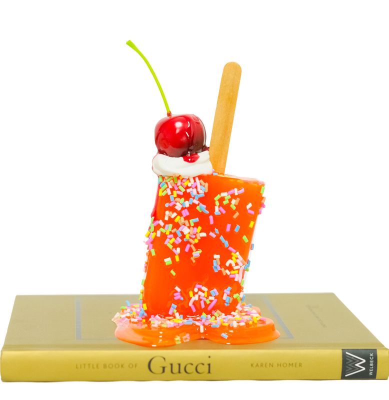 Neon Orange Sprinkle Pop With Whipped Cream And Cherry