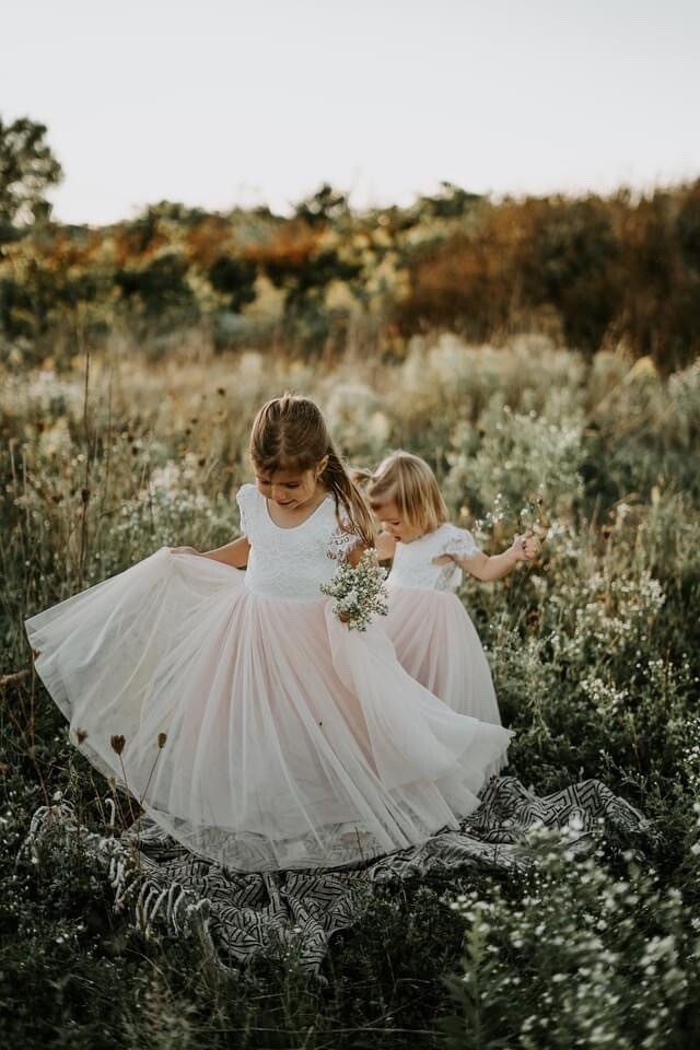 white peach dress