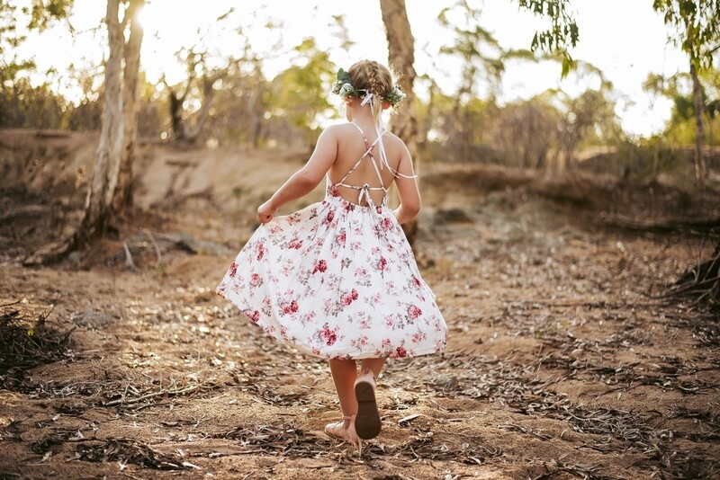 Elodie White Floral Girls Dress Elodie White Floral Girls Dress
