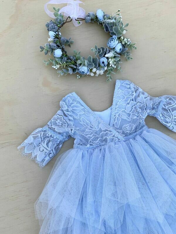 Aurora Grace Girls Boho Blue Tutu Dress