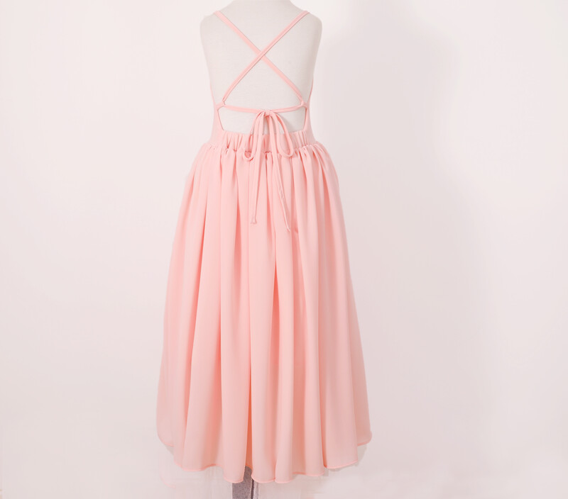 Sofia French Chiffon Dress - Peach Sofia French Chiffon Dress - Peach
