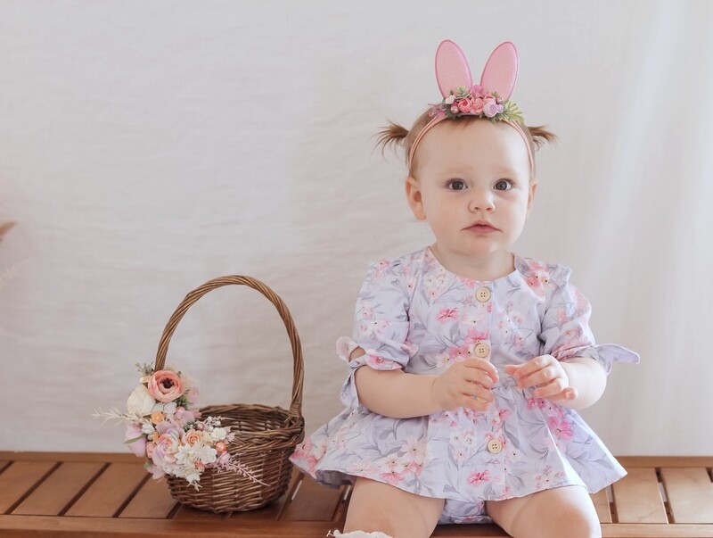 Macie Baby Girls Romper | Dusty Blue Macie Baby Girls Romper | Dusty Blue