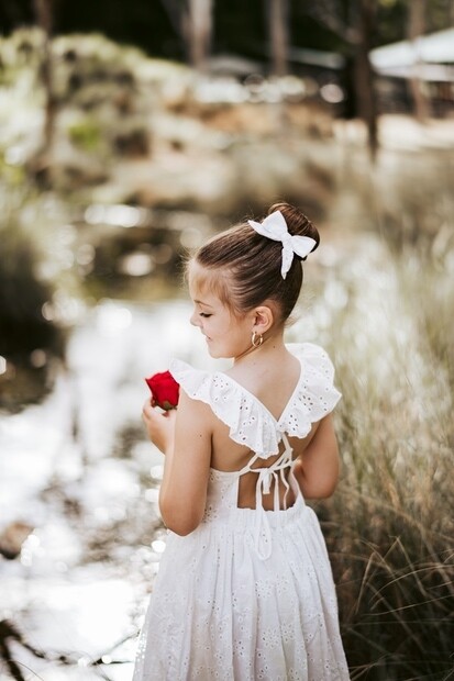 Mya Girls White Broderie Christmas Dress Mya Girls White Broderie Christmas Dress