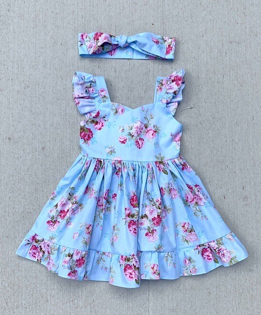 Paislee Girls Blue Tie-Back Dress Paislee Girls Blue Tie-Back Dress