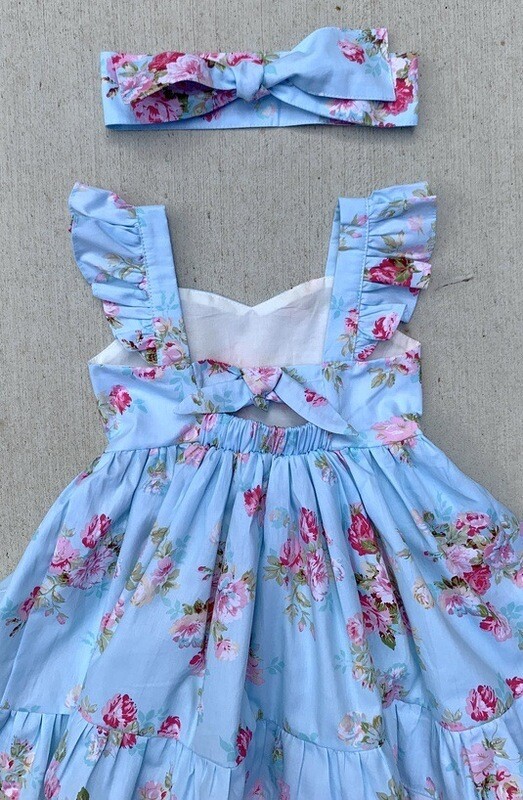 Paislee Girls Blue Tie-Back Dress Paislee Girls Blue Tie-Back Dress