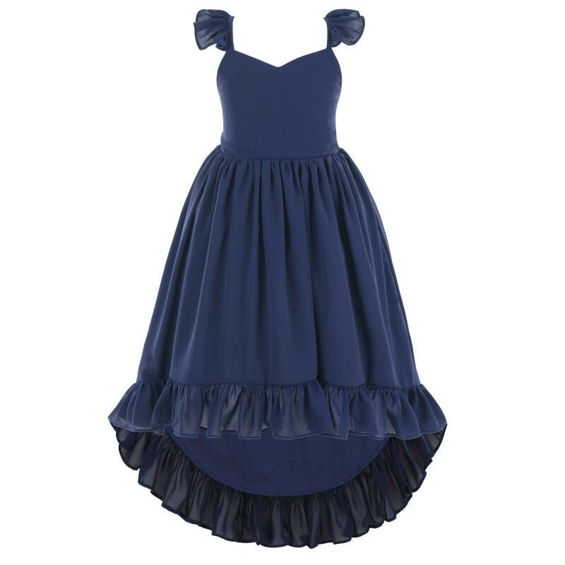 Camilla Navy Blue Chiffon Girls Dress