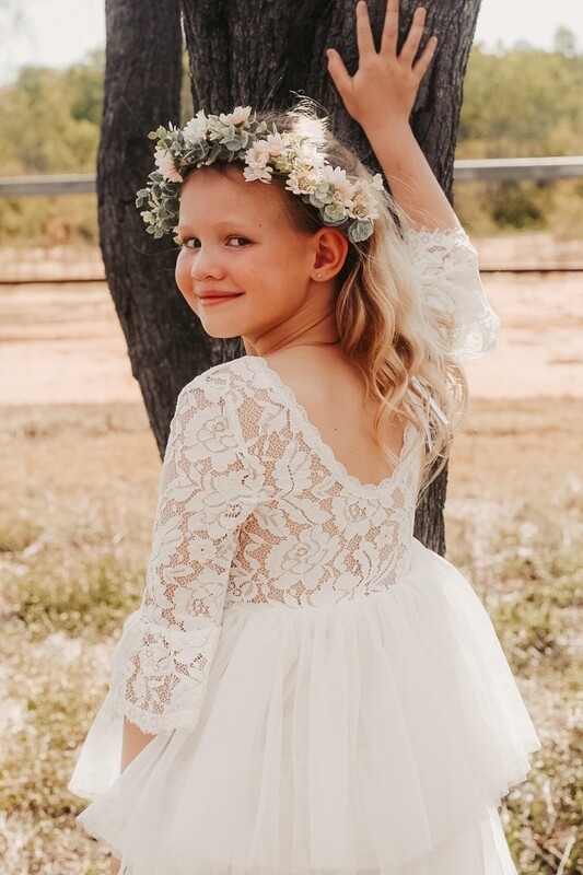 white chiffon flower girl dress